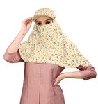 7 season's Women's Cotton Short Scarf Cum Mask Universal Size/Usable For Vehicle Driver For Sunlight Uv Protection/White Printed Design (B0C1Sr1X8H, Free)