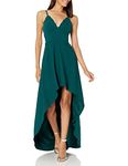 Speechless Junior's Scalloped V-Neck High Low Formal Dance Prom Dress, Green, 5