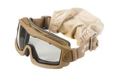 Lancer Tactical AERO Airsoft Tactical Safety Goggles -3mm Dual Pane Lens, Anti-Fog Glasses for Hunting and Cycling-One Len (TAN)