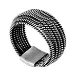 81stgeneration Women's 999 Fine Silver Karen Hill Tribe Wide Tribal Multi-Band Twist Rope Ring