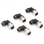 CEKER 5/32 Elbow Male Airlines Push Fittings 90 Degree Push to Connect Fittings Air Fittings, PL 5/32 Tubing Od x 1/4" Npt Thread Pneumatic Push In Connectors Quick Connect Tube Fittings 5Packs