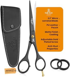 The Cut Factory- Hair Scissors and Barber Scissors Professional- 6.5 Inches Finest Stainless Steel Hair Cutting Scissors with Smooth Serrated Edge Blades -Use for Salon & Personal Use (Black)