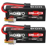 HOOVO 3S Lipo Battery, 11.1V 5200mAh 80C RC Battery, Hard Case with TR Plug Compatible with RC Car Boat Truck Truggy Buggy Racing Models 2 Pack