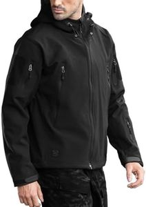 FREE SOLDIER Men's Outdoor Waterproof Soft Shell Hooded Military Tactical Jacket (Black Small/US)