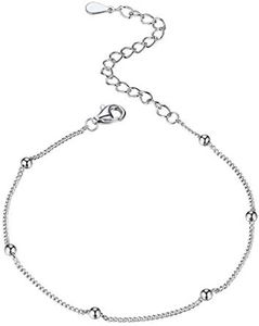 Silver Dainty Bead Chain Bracelet for Women, Hypoallergenic Sterling Silver Cute Delicate Tiny Satellite Chain Link Bracelet Minimalist Jewelry Gift for Best Friendfriend Mom