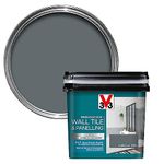 V33 Renovation Wall Tile & Panelling Paint - No Undercoat Needed - for High Moisture Surfaces - Resistant to Temperature Variations - Charcoal Grey Satin 750ml