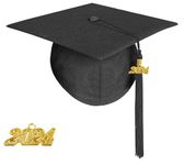 TngHui Unisex Adult Matte Graduation Cap with 2024 Tassel for High School and Bachelor, Black, One Size