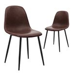 CangLong Faux Leather Dining Back Modern Side Chair for Pub Coffee Home, Set of 2, Brown