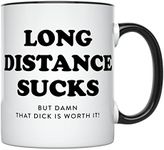 YouNique Designs Long Distance Relationship Gifts – Portable Coffee Mug 11oz, Couples Long Distance Gifts for Boyfriend Husband, Naughty Gifts for Men Him, Tea Cup, Deployment Gifts (Black Handle)