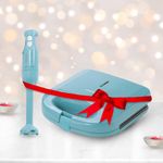 The Better Home FUMATO Anniversary, Wedding Gifts for Couples - Non Stick Sandwich Maker + Portable Electric Hand Blender | House Warming Gifts for New Home | 1 Year Warranty (Misty Blue)