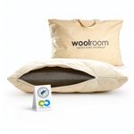 WOOLROOM British Wool Talalay Latex Pillow, 17cm Depth - Cradle to Cradle Rainforest Allergy UK Certified - Natural Elasticity Cooling with Machine Washable Organic Cotton Cover - Std 48 x 74cm