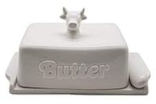 Butter Dish Cow Head Knob With Knif