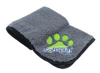 SOFTSPUN Microfiber Pet Towel 40x60cms 1pcs 380gsm Grey! Ultra-Absorbent for Drying Pets Quickly. Quick-Drying, Machine Washable, Ultra-Soft for Small Dogs & Cats of All Breeds.