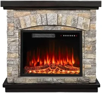 BOSSIN 36" Electric Fireplace with Mantel, 23 inch Electric Fireplace Insert, TV Stand Freestanding Heater with Remote Control Timer LED Flame for Living Room Bedroom,Faux Stone Gray