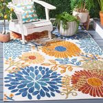 SAFAVIEH Cabana Collection 5'3" x 7'6" Cream/Red CBN832A Floral Indoor/Outdoor Non-Shedding Easy Cleaning Patio Backyard Porch Deck Mudroom Area Rug