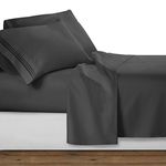 Clara Clark Premier 1800 Collection 4pc Bed Sheet Set - Queen Size, Charcoal Stone Gray,