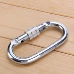 Locking Carabiner Clips Spring Snap Oval Shape Hook Heavy Duty Climbing Carabiner Hanging Buckles with Screw Look for Outdoor Camping Hiking Fishing Random Color