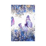Purplish Blue Flowers Butterflies Single Toggle Light Switch Cover Decorative Electrical Wall Plate 1 Gang Colorful Floral Bushes Butterfly Home Switchplate for Bathroom Bedroom Decor