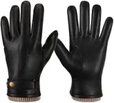 OZERO Mens Winter Gloves Nappa Leather Warm Cashmere Lined Touchscreen Texting Driving Motorcycle Gloves