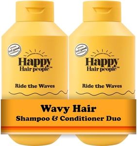 Happy Hair People Ride the Waves Shampoo & Conditioner Set (2 x 355ml) for Hydrating Wavy Hair, Wave Enhancing, Frizz Control - Vegan, Sulphate-Free - Mood-Boosting Orange Fragrance
