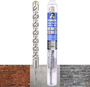 SOMADA 1-1/8-Inch x 12-Inch SDS Plus Long Drill SDS-Plus Rotary Hammer Drill Bit 4-Cutter Carbide Tip for Concrete, Brick, Stone and Masonry Drilling