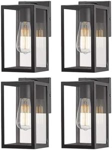 Bestshared Exterior Wall Light, Outdoor Wall Lantern, Exterior Mount Lighting Fixture, Outside Lamp for Porch, Entryway, Garage (Black, 4 Pack)