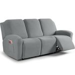 TAOCOCO Recliner Sofa Covers 8-Pieces Stretch Large Couch Covers for 3 Seats Reclining Slipcovers Soft Jacquard Pattern Furniture Protector Dusty Grey