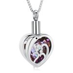 XSMZB Crystal Heart Cremation Jewelry for Ashes Pendant Dolphin Urn Necklace Ashe Holder for Human Pets Memorial Jewelry for Women Girl(Silver-Purple)