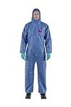 Ansell AlphaTec 1500 Model 138, Disposable Work Overall with Hood, Chemical Protection Type 5/6 , Waterproof Coverall Suit, Industrial Safety Workwear, Men Women, Blue, Size 2XL (1 Unit)