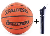 Spalding Rubber Basketball Rebound 7 Combo ( Spalding Nba Rebound Brick Brown, Size 7 + Niva Ball Air Pump)