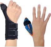 BodyMoves Thumb Splint Brace Plus Finger Hot and Cold Gel Pack- for de quervain's tenosynovitis, Tendonitis, Trigger Thumb spica,Carpal Tunnel, CMC Adjustable wrist and Reversible(Left and Right Hand)