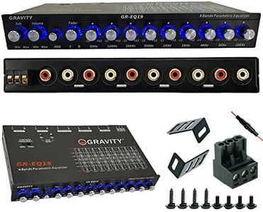 Gravity EQ19 1/2 Din 9 Equalization Bands Band Car Audio Equalizer EQ Front, Rear + Sub Output 9V with Three Stereo RCA Output/Built-in Input AUX/DVD Select Switch