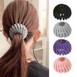 4 Packs Bird Nest Magic Hair Clip, Expandable Birds Nest Hair Clip, Hair Bun Accessories for Women Ponytail, for Thin Thick Fine Curly Hair Accessories, Hair Clips Hair Scrunchies