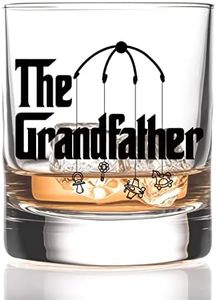 RZHV The Grandfather Crib Bell Old Fashioned Whiskey Glass, Funny Father's Day Anniversary Birthday Gift for Men Husband Dad Uncle Grandpa Friends Coworkers