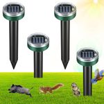 ALLOMN Solar Mole Repellent Ultrasonic, 4 Pack Ultrasonic Solar Mole Repellent Waterproof Solar Power Mole Stopper for Garden Lawn Yard Home Get Rid of Mouse Gophers Mole Rat Vole Rodent Snake