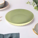 Lemon Tree Ceramic Big 20 cm Round Deep Salad/Pasta/Snack Serving Plate, 20.50 cm Diameter, 4 cm Height (Green)