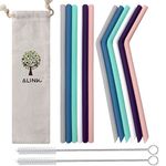 ALINK 8 mm Reusable Silicone Straws Set of 12 Drinking Straws 9 Inch Long for 20oz 30oz Tumblers Coffee Tea- Extra Long Flexible Straws - No Rubber Tast(6 Bent + 6 Straight)