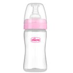 Chicco Feed Easy Anti-Colic Feeding Bottle for Babies 0+ Months (125ml) | Slow Flow Teat | V-Shaped Anti-Colic System to Prevent Gas & Discomfort | Soft Silicon Nipple | Easy Grip | BPA Free (Pink)