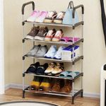 Lukzer 5-Tier Shoe Storage Rack | Space-Saving Free-Standing Organizer for Shoes | Ideal for Front Door, Closet, and Bedroom (Silver/104x58x28cm)