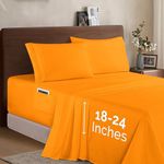 Elegant Comfort Luxury 1500 Premium Hotel Quality Microfiber 4-Piece Sheet Set - Soft, All Around Elastic 18-24 Inches Deep Fitted Sheet - Extra Deep Pocket Sheets, King, Elite Orange