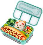 1300ml Bento Box Adult Lunch Box,Bento Box for Adult with 4 Compartmrnts,Lunch Container for Kids Microwave Safe,Leakproof Bento Box for Kids(Flatware Included,Green)