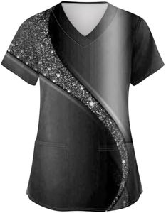 Printed Scrub Tops Women Print Stretchy Design Womens Plus Size Scrubs for Women Nursing Shirts uniformes de enfermeras de Mujer with Pockets 74