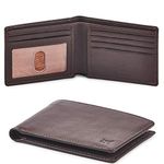 Real Leather Mens Bifold Wallet RFID Blocking Slim Minimalist Front Pocket - Thin & Stylish with ID Window (Chocolate Nappa)