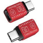 Afterplug USB-C to C Data Blocker (2-Pack) | Anti-Hacking & Juice-Jacking | Mini USB-C Male to Female Adapter with Case-Friendly & Charge-Only Design (Supports up to 240W PD Charging)