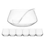 Mikasa 5290385 Akimbo 8 Piece Punch Bowl Set with Acrylic Ladle, Crystal, Clear