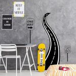 Road Sign Wall Decals Vinyl Road Wall Stickers Car Racer Street Road Wall Decals Black Art Highway Stickers for Wall Road Track Wall Stickers for Kids Room Car Theme Boys Bedroom Decor