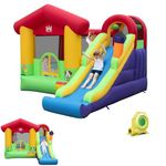 BOUNTECH Inflatable Bounce House, Bouncy House for Kids 5-12 Indoor Outdoor Fun with Long Slide, 735w Blower, Climbing Wall, Portable Toddler Bounce House for Backyard Birthday Party Gift