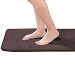 H.VERSAILTEX Original Luxury Memory Foam Bathroom Rug (Set of 1) Soft Microfiber Absorbent Thick and Durable Anti-Skid Bottom Bath Rug Set (Brown Waved Pattern, 20" x 32" inches)