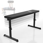 Physionics® Weight Bench - Flat, Height Adjustable, Steel Frame, 200 kg Max. Load, 110 x 47 cm, Soft Padded - Ab Workout Bench, Chest Press, Home Gym, Fitness Exercise, Weight Lifting