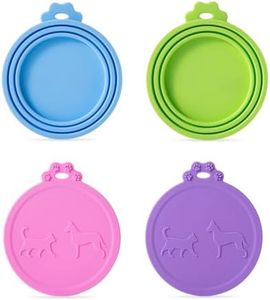 SLSON 4 Pack Pet Food Can Covers Universal Cat Dog Food Can Lids 1 Fits 3 Standard Size Cat Can Cover Lid Tops for Pet Food Storage (Blue+Green+Pink+Purple)